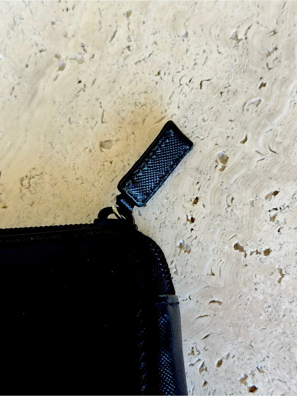 Prada Saffiano Black Leather Zip-around Document Holder in Pristine Condition